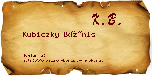 Kubiczky Bónis névjegykártya